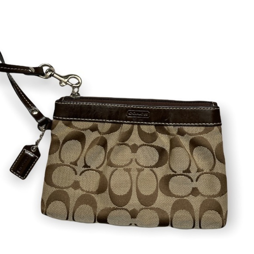Coach brown khaki signature c wristlet - Picture 1 of 13